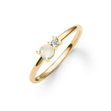 0.41 TCW Round Opal Lab Made Diamond- October Birthstone Engagement Ring 1
