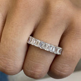 Classic 4.86 TCW Emerald Moissanite Stones Full Eternity Wedding Bands 5