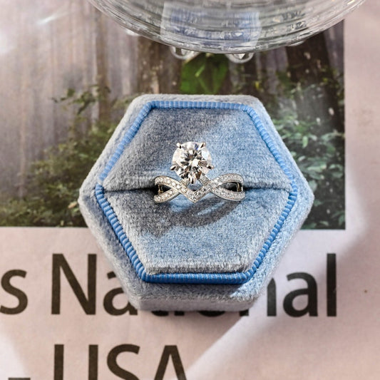 Stunning 2.0 CT Round Moissanite Engagement Ring with Pave Design 1