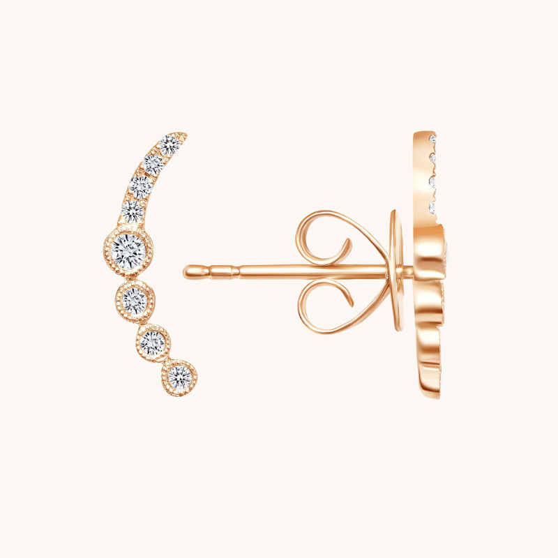 0.80 TCW Round Cut Moissanite Curved Cuff Earrings in Gold 3
