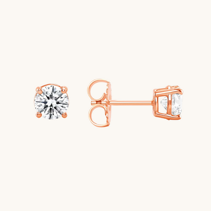 Classic 1.0 TCW Round Shape Moissanite Stud Earrings in Gold 2