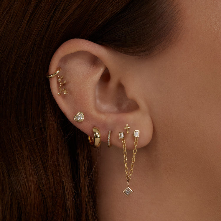 0.50 TCW Round Cut Moissanite Huggies Earrings in Gold 11