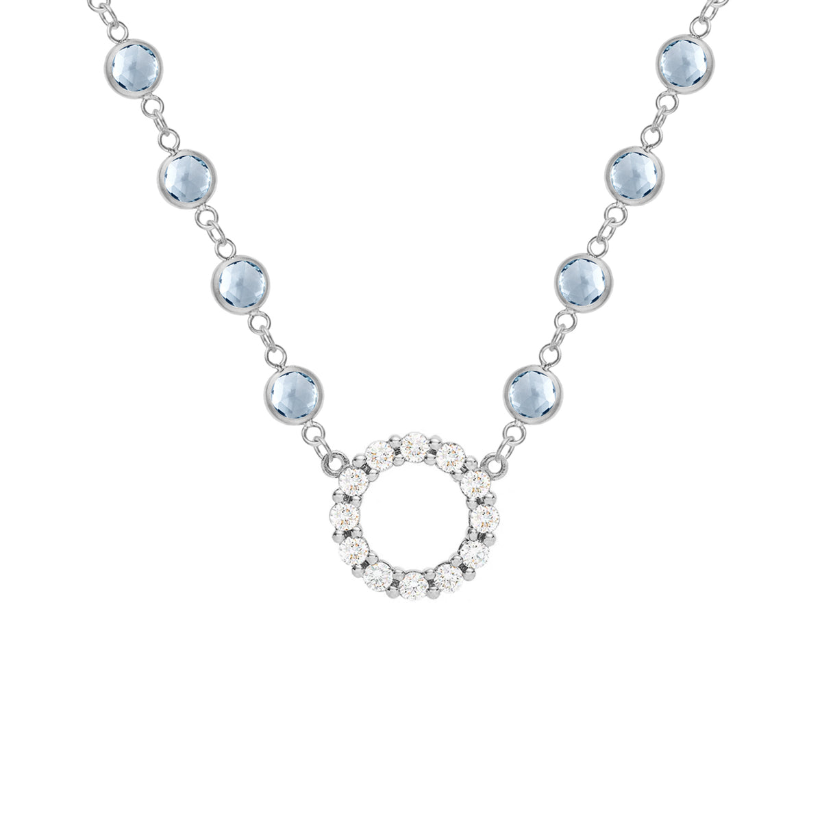 1.44 TCW Round Aquamarine Lab Made Diamond- March Birthstone Necklace 8