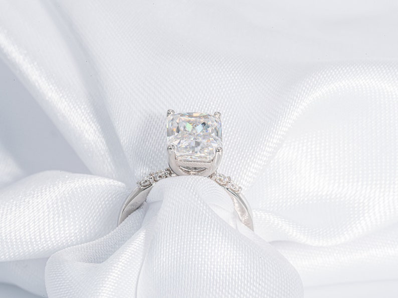 Stunning 3.0 CT Radiant Cut Moissanite Engagement Ring with Pave Design 6