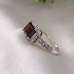 2.0 CT Emerald Cut Pave Style Red Garnet Ring 5