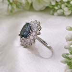 3.0 CT Oval Cut Cluster Style Blue Topaz Ring 5