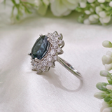 3.0 CT Oval Cut Cluster Style Blue Topaz Ring 5