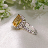3 CT Emerald Cut Pave Style Citrine Ring 5