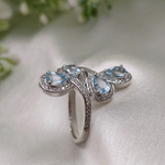 2.0 TCW Pear & Round Cut Aquamarine Ring 5