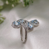 2.0 TCW Pear & Round Cut Aquamarine Ring 5