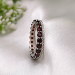 3.0 TCW Red Garnets Full Eternity Wedding Band 5