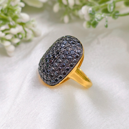 1.0 TCW Round Cut Black Gemstones Ring 5