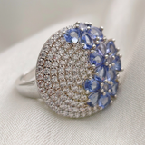 6.5 CT Round Floral Cluster Style Lavender-Blue Tanzanite Ring 2
