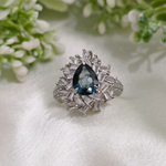 1.0 CT Pear Cut Flower Style London Blue Topaz Ring 5