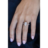 2 CT Oval Moissanite Solitaire Hidden Halo Sterling Silver Ring