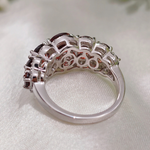 5.0 TCW Oval Cut Pave Style Red Garnets Engagement Rings 5