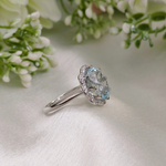 3.0 CT Oval Cut Halo Style Aquamarine Ring 5