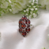 3.0 TCW Marquise and Round Cut Red Garnets Ring 5