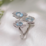 3.5 TCW Oval Cut Floral Style Blue Topaz Ring 5