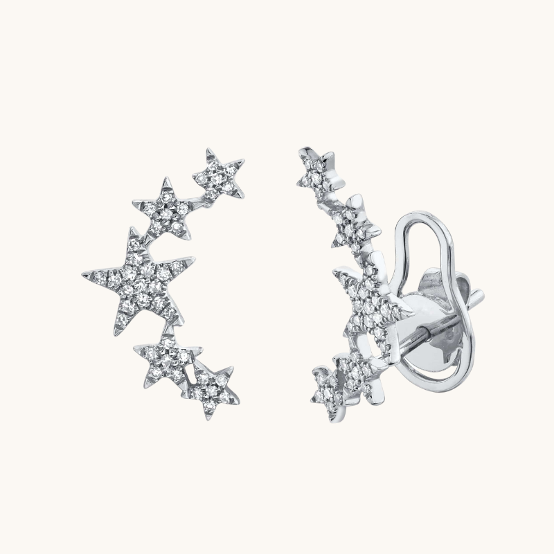 1.0 TCW Round Cut Moissanite Star Stud Earrings in Gold 3