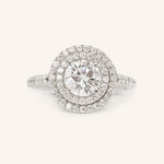 Stunning 1.0 CT Round Moissanite Engagement Ring with Double Halo & Pave Design 2