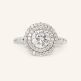 Stunning 1.0 CT Round Moissanite Engagement Ring with Double Halo & Pave Design 2