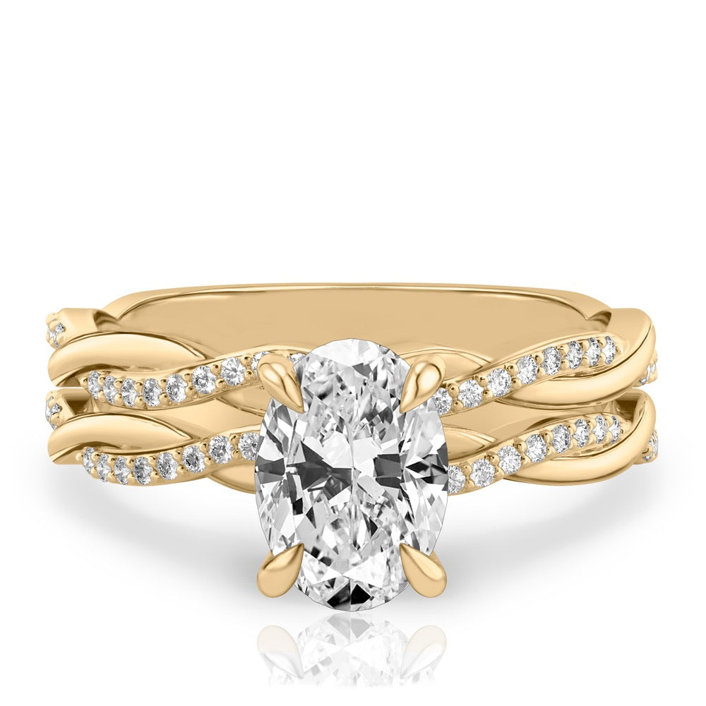 Stunning 1.0- 2.0 CT Oval Moissanite Engagement Ring with Twisted Pave Design 2