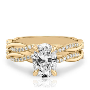 Stunning 1.0- 2.0 CT Oval Moissanite Engagement Ring with Twisted Pave Design