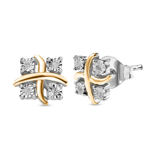 Round Cut Cubic Zirconia in 925 Sterling Silver Earrings 1