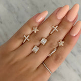 0.30 TCW Round Cut Moissanite Floral Stud Earrings in Gold 4