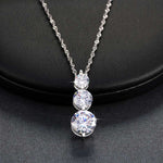Round Cut Cubic Zirconia in 925 Sterling Silver Necklace 4
