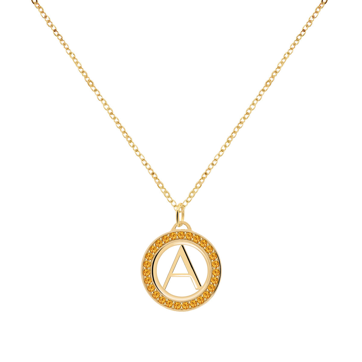 0.09 TCW Round Citrine Lab Made Diamond- November Birthstone Necklace 4