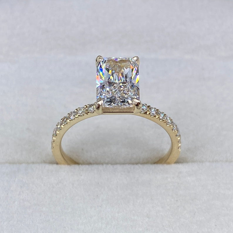 Stunning 2.30 CT Radiant Moissanite Engagement Ring with Pave Design 2