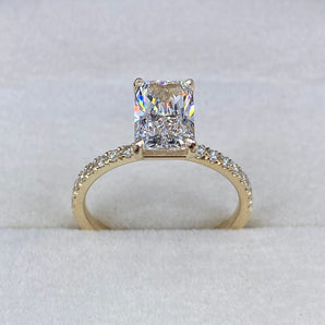 Stunning 2.30 CT Radiant Moissanite Engagement Ring with Pave Design