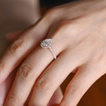 Stunning 1.0 - 2.0 CT Pear Moissanite Engagement Ring with Pave & Halo Design 6