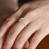 Stunning 1.0 - 2.0 CT Pear Moissanite Engagement Ring with Pave & Halo Design 6