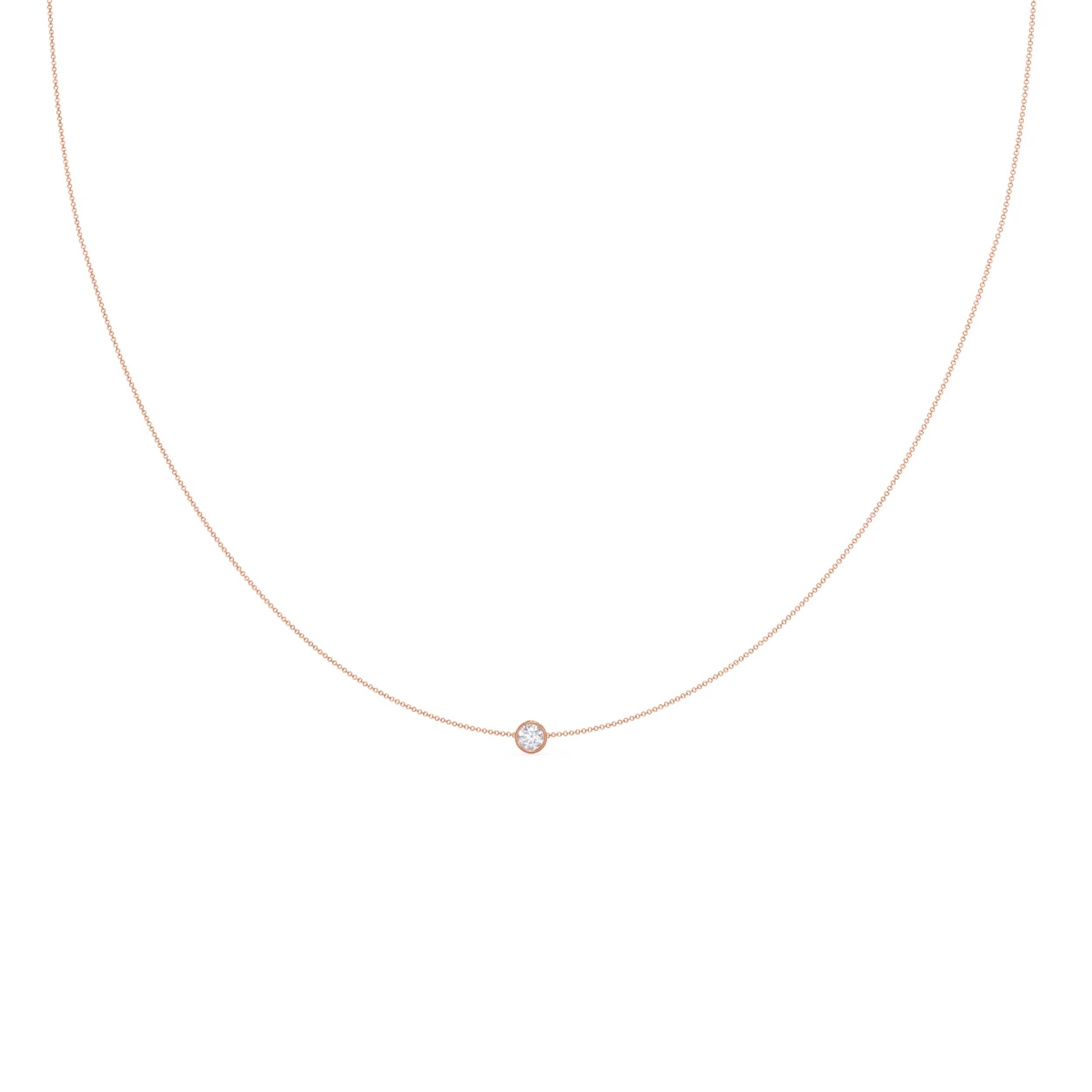 0.10 CT Round Moissanite Diamond Bezel Pendant Necklace in Solid Gold 6