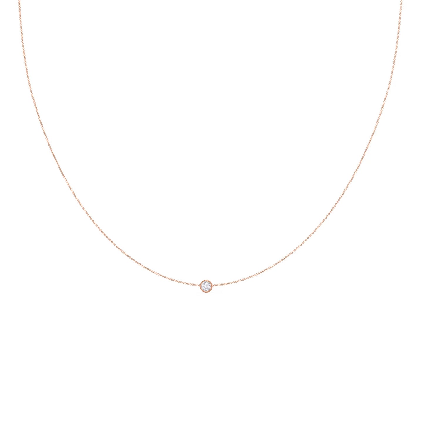 0.10 CT Round Moissanite Diamond Bezel Pendant Necklace in Solid Gold 6