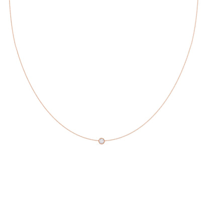0.10 CT Round Moissanite Diamond Bezel Pendant Necklace in Solid Gold 6