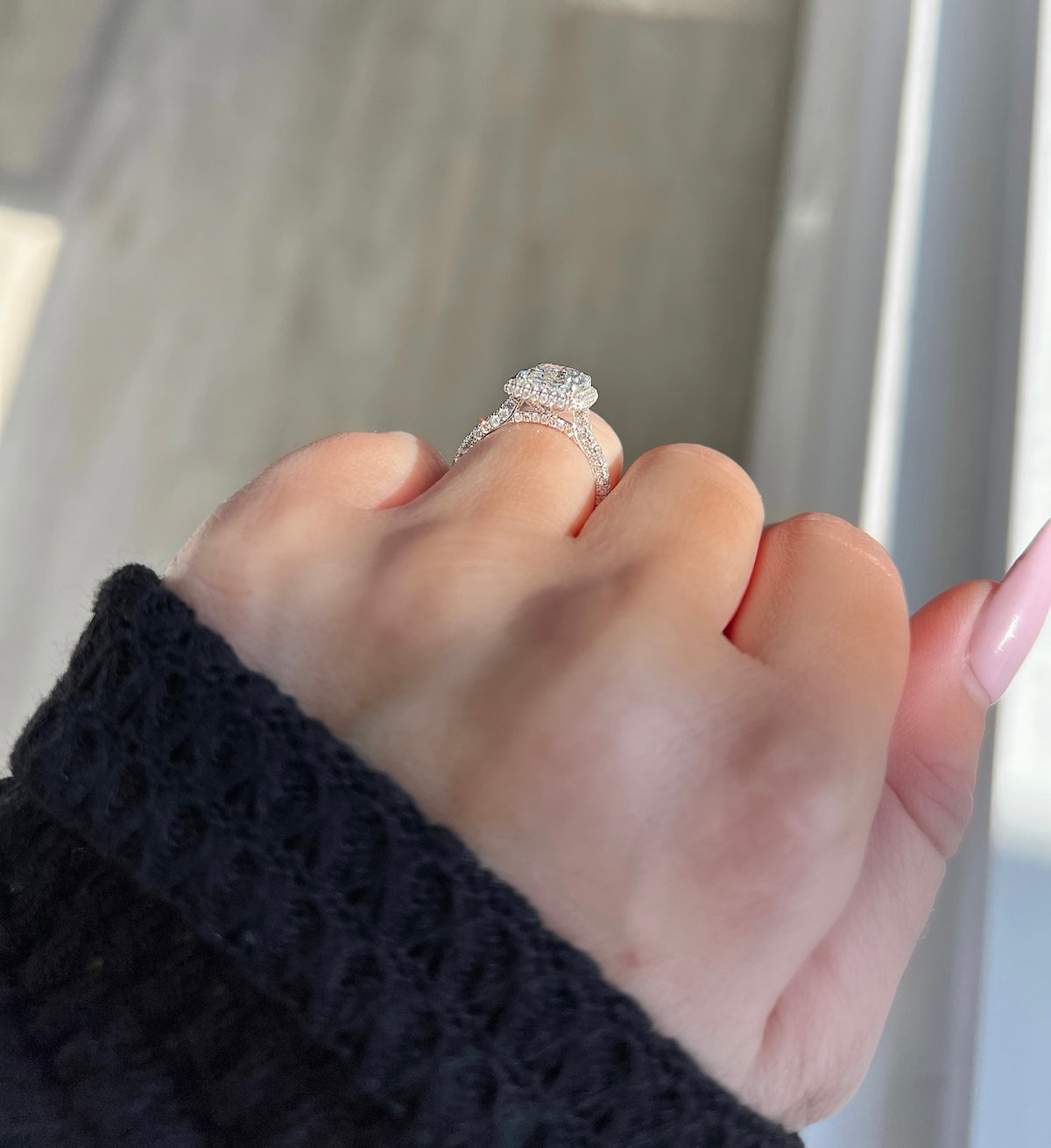 Stunning 2.03 CT Radiant Moissanite Engagement Ring with Halo & Pave Design 4