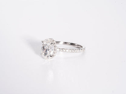 Classic 2.0 CT Oval Cut Moissanite Engagement Ring with Hidden Halo & Pave Design 2