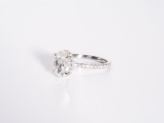 Classic 2.0 CT Oval Cut Moissanite Engagement Ring with Hidden Halo & Pave Design 2