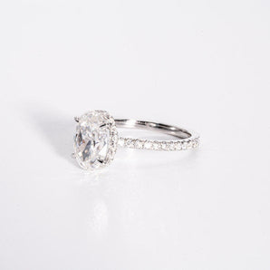 Classic 2.0 CT Oval Cut Moissanite Engagement Ring with Hidden Halo & Pave Design