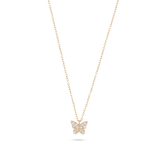 0.20 TCW Round Moissanite Diamond Butterfly Pendant Necklace in Solid Gold 1