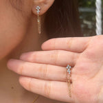 0.28 TCW Round Cut Moissanite Chain Earrings in Gold 2