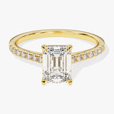 Stunning 1.0-2.0 CT Emerald Moissanite Engagement Ring with Pave Design 1