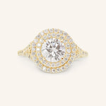 Stunning 1.0 CT Round Moissanite Engagement Ring with Double Halo and Pave Design 1