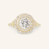 Stunning 1.0 CT Round Moissanite Engagement Ring with Double Halo and Pave Design 1