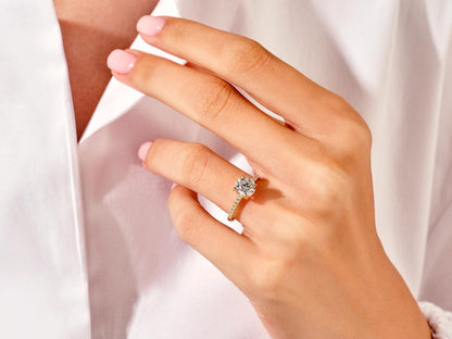 1.50 CT Round Cut Moissanite Bridal Ring Set with Round Wedding Bands 6