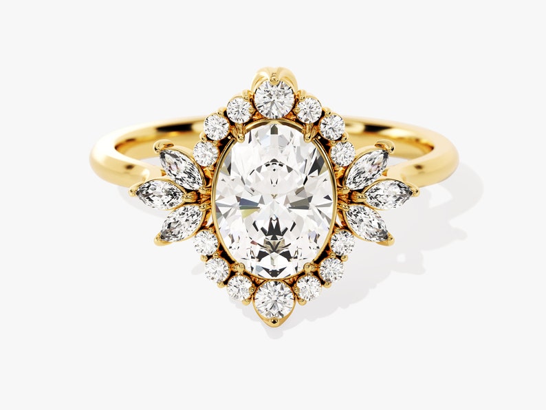 Stunning 1.50 CT Oval Moissanite Engagement Ring with Cluster Design 1
